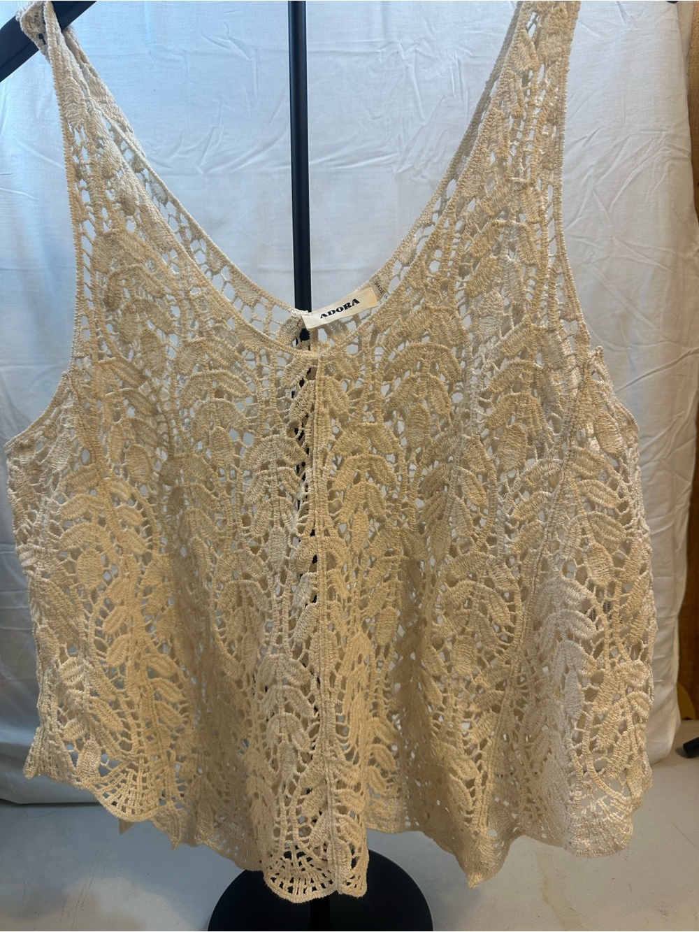 ADORA Beige Crochet Camisole Tank
